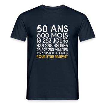 anniversaire 50 ans compteur cadeau 50 ans humour - T-shirt homme - marine - Devant - AI Model Male 178 light (178cm)