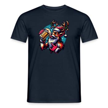 Reindeer, Santa Rock, Christmas, Funny, Beer Mug - Men's T-Shirt - navy - Front - AI Model Male 178 light (178cm)