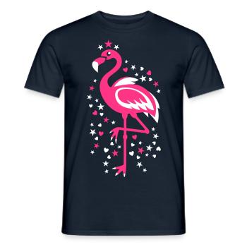 Flamingo Pink Magic Exsotic Bird Star Vogel Sterne - Männer T-Shirt - Navy - Vorne - AI Model Male 178 light (178cm)