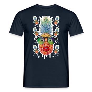 06 Crazy Pineapple in Love Sunglasses funny - Männer T-Shirt - Navy - Vorne - AI Model Male 178 light (178cm)