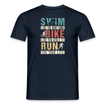 Triathlon Swim Race Course Course Vélo Cadeau - T-shirt homme - marine - Devant - AI Model Male 178 light (178cm)