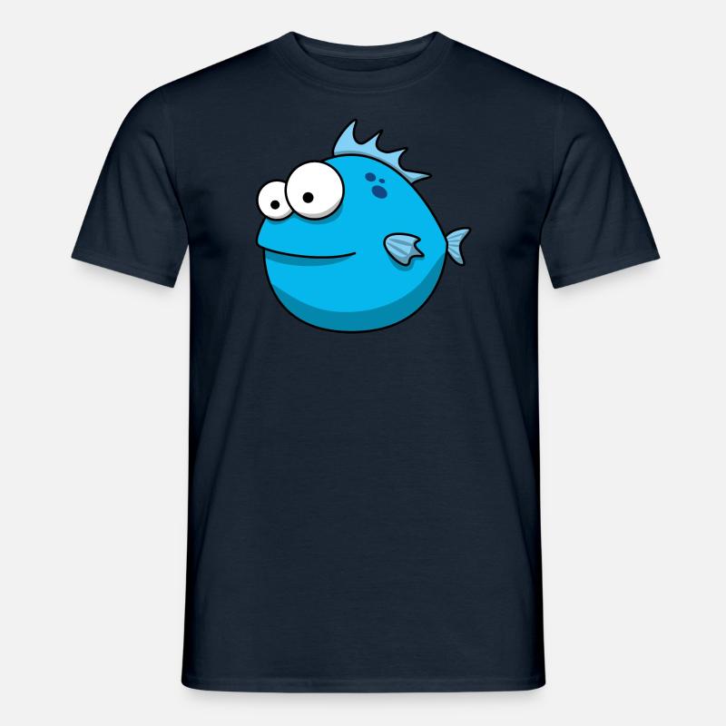 Blauer Comic Fisch - Männer T-Shirt - Navy