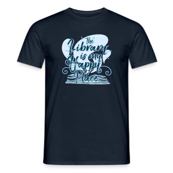 The Library Is My Happy Place - Men's T-Shirt - navy - Front - AI Model Male 178 light (178cm)