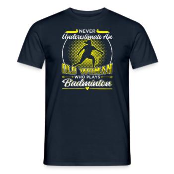 An Old Woman Who Plays Badminton - Männer T-Shirt - Navy - Vorne - AI Model Male 178 light (178cm)