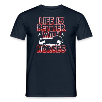 Life Is Better With Horses Cute Horse Lover Gift - Männer T-Shirt - Navy - Vorne - AI Model Male 178 light (178cm)