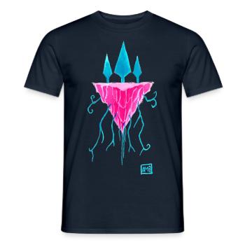 fluo abstrait d’île - T-shirt homme - marine - Devant - AI Model Male 178 light (178cm)
