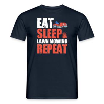 Eat Sleep Lawn Mowing Repeat - T-shirt homme - marine - Devant - AI Model Male 178 light (178cm)