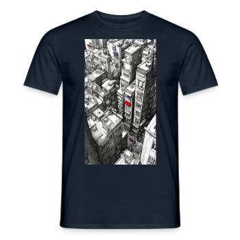 Graphic Novel style City - Men's T-Shirt - navy - Front - AI Model Male 178 light (178cm)