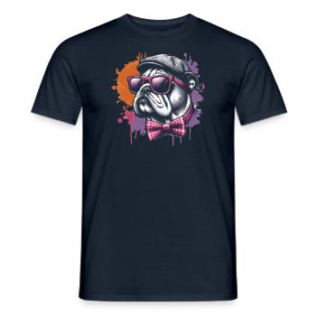 Bouledogue portant un chapeau de grand-père - T-shirt homme - marine - Devant - AI Model Male 178 light (178cm)
