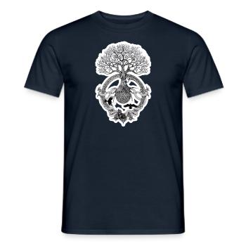 Celtic Tree of Life with Round Roots - Men's T-Shirt - navy - Front - AI Model Male 178 light (178cm)