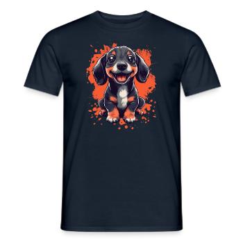 Dachshund puppy funny dog dogs - Men's T-Shirt - navy - Front - AI Model Male 178 light (178cm)