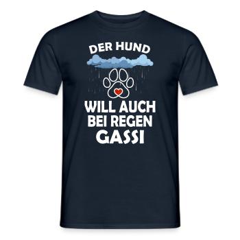 Der Hund will auch bei Regen Gassi - Männer T-Shirt - Navy - Vorne - AI Model Male 178 light (178cm)