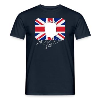 British King Coronation Charles England Flag - Men's T-Shirt - navy - Front - AI Model Male 178 light (178cm)