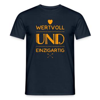 wertvoll und einzigartig - Männer T-Shirt - Navy - Vorne - AI Model Male 178 light (178cm)