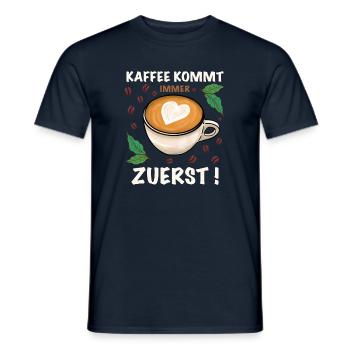 zuerst morgens Kaffee trinken - Männer T-Shirt - Navy - Vorne - AI Model Male 178 light (178cm)