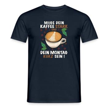 Kaffee trinken morgens - Männer T-Shirt - Navy - Vorne - AI Model Male 178 light (178cm)