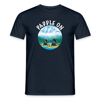 Kayaking as a whitewater kayak or lake kayak - Men's T-Shirt - navy - Front - AI Model Male 178 light (178cm)