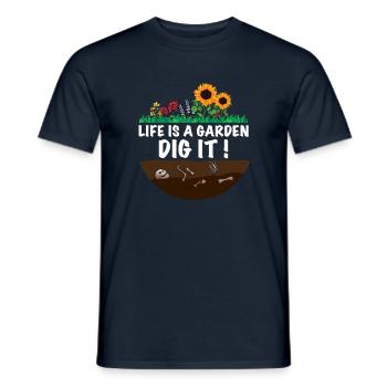 Lustiger Gärtner Spruch Das leben ist der Garten - Männer T-Shirt - Navy - Vorne - AI Model Male 178 light (178cm)
