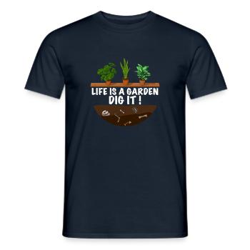 Lustiger Gärtner Spruch Das leben ist der Garten - Männer T-Shirt - Navy - Vorne - AI Model Male 178 light (178cm)