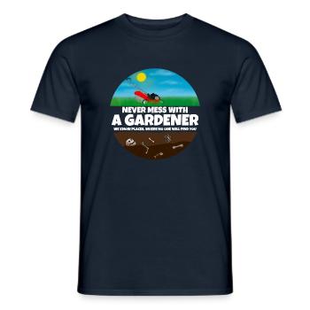 N’investissez jamais avec un jardinier I Gardener disant - T-shirt homme - marine - Devant - AI Model Male 178 light (178cm)