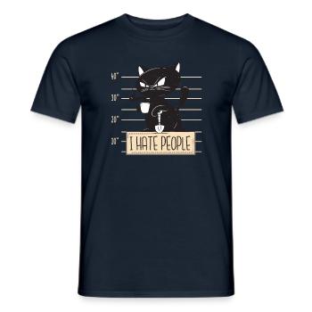Katze I Hate People - Männer T-Shirt - Navy - Vorne - AI Model Male 178 light (178cm)