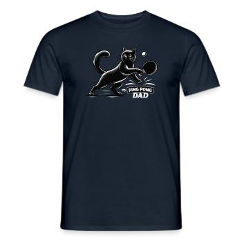 Table Tennis Katze Pingpong Black Cat Dad Outfit - T-shirt homme - marine - Devant - AI Model Male 178 light (178cm)