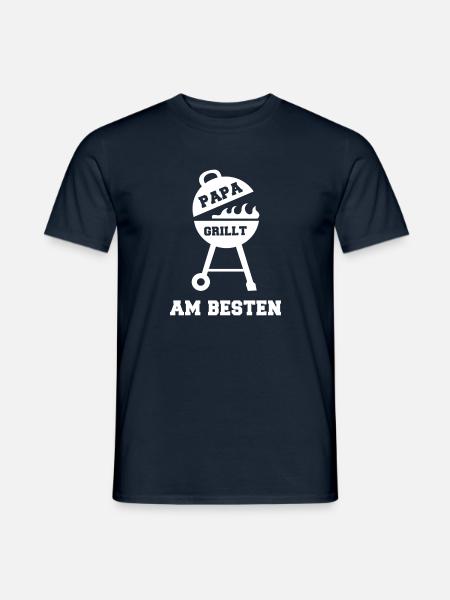 Papa grillt am besten Grillmeister Geschenkidee - Männer T-Shirt - Navy