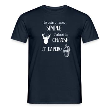 T-shirt Chasseur - Chasse et Apéro - T-shirt homme - marine - Devant - AI Model Male 178 light (178cm)