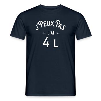 je peux pas j'ai 4 L cadeau humour voiture - T-shirt homme - marine - Devant - AI Model Male 178 light (178cm)