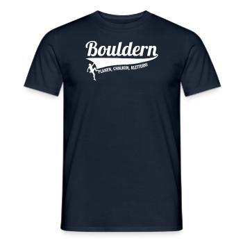 Boulderer - Planen, Chalken, Klettern - Männer T-Shirt - Navy - Vorne - AI Model Male 178 light (178cm)