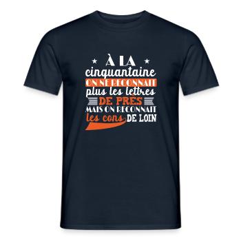 t-shirt anniversaire 50 ans cadeau humour - T-shirt homme - marine - Devant - AI Model Male 178 light (178cm)