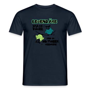 Eulen - Legendäre Spaßvögel im Oktober geboren - Männer T-Shirt - Navy - Vorne - AI Model Male 178 light (178cm)