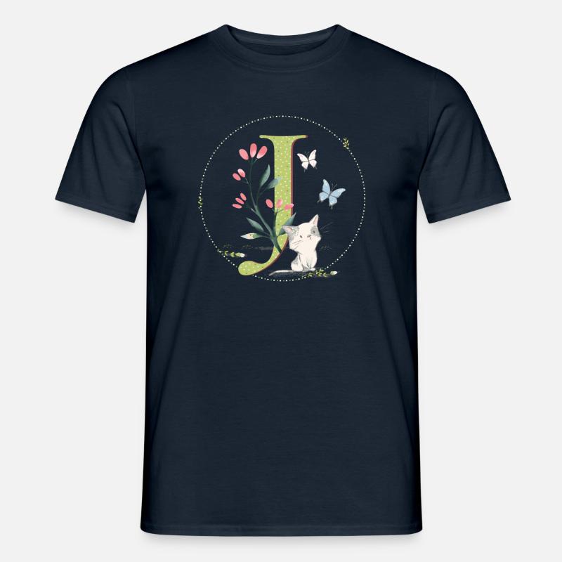 Anfangsbuchstabe J mit Katze - Männer T-Shirt - Navy