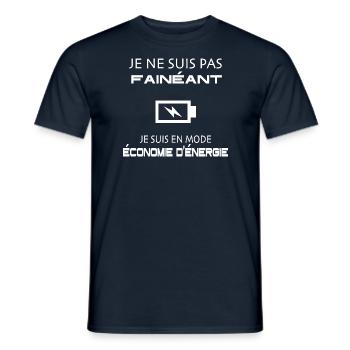 Je suis pas fainéant je suis en économie d'énergie - T-shirt homme - marine - Devant - AI Model Male 178 light (178cm)