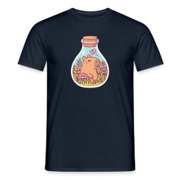 Niedliches Capybara Und Schmetterling In Einer Flasche - Männer T-Shirt - Navy - Vorne - AI Model Male 178 light (178cm)