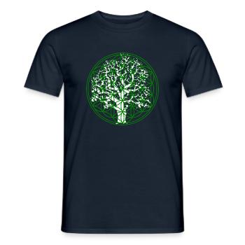 Flower of Life with Tree - Men's T-Shirt - navy - Front - AI Model Male 178 light (178cm)