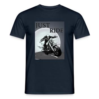 JUST RIDE Chemises de moto cool avec motif squelette - T-shirt homme - marine - Devant - AI Model Male 178 light (178cm)