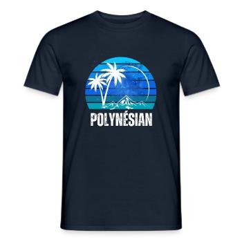 POLYNÉSIAN - T-shirt homme - marine - Devant - AI Model Male 178 light (178cm)