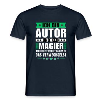 Ich bin Autor und kein Magier - Männer T-Shirt - Navy - Vorne - AI Model Male 178 light (178cm)