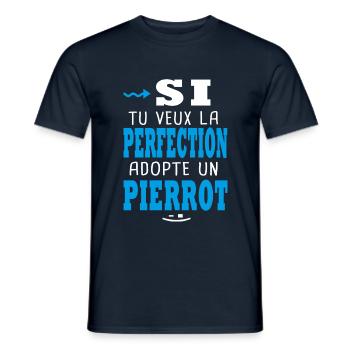 Si tu veux la perfection adopte un Pierrot Pierre - T-shirt homme - marine - Devant - AI Model Male 178 light (178cm)