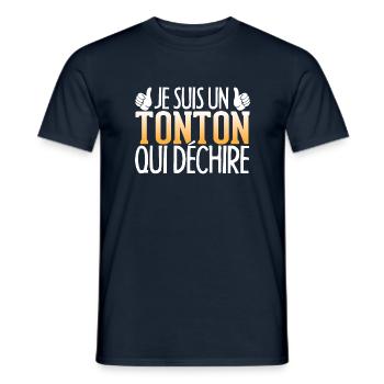 je suis un tonton qui déchire cadeau anniversaire - T-shirt homme - marine - Devant - AI Model Male 178 light (178cm)