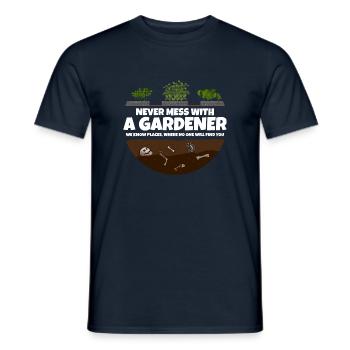 N’investissez jamais avec un jardinier I Gardener disant - T-shirt homme - marine - Devant - AI Model Male 178 light (178cm)