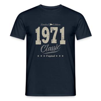 anniversaire 52 ans 1971 année de naissance - T-shirt homme - marine - Devant - AI Model Male 178 light (178cm)