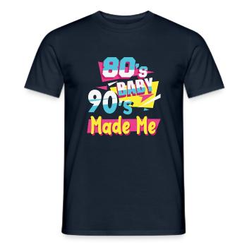 Retro 80er Baby 90er Made Me Nineties Geschenke - Männer T-Shirt - Navy - Vorne - AI Model Male 178 light (178cm)