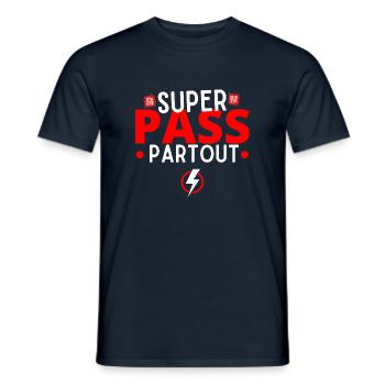 super passe partout pass sanitaire cadeau humour - T-shirt homme - marine - Devant - AI Model Male 178 light (178cm)