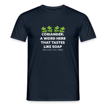 Coriandre: une herbe étrange qui a le goût d'un cadeau de savon - T-shirt homme - marine - Devant - AI Model Male 178 light (178cm)