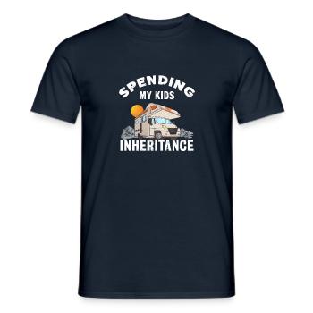 Vererbung meiner Kinder ausgeben | Lustiges Wohnmobil - Männer T-Shirt - Navy - Vorne - AI Model Male 178 light (178cm)