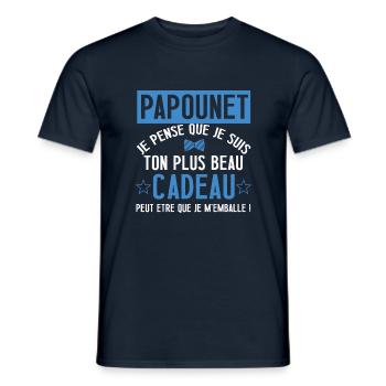 Papounet je pense que je suis ton plus beau cadeau - T-shirt homme - marine - Devant - AI Model Male 178 light (178cm)