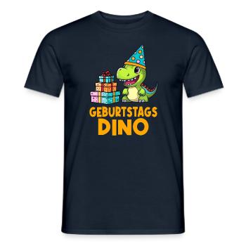 Kindergeburtstag Geburtstags Dino bunte Geschenke - Männer T-Shirt - Navy - Vorne - AI Model Male 178 light (178cm)