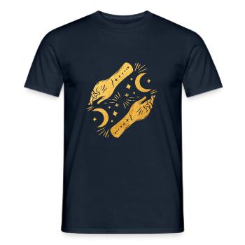 Magisch, spiritueller Halbmond mit goldenen Händen - Männer T-Shirt - Navy - Vorne - AI Model Male 178 light (178cm)
